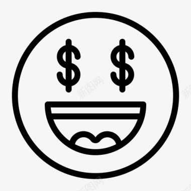 表情符号美元脸图标图标
