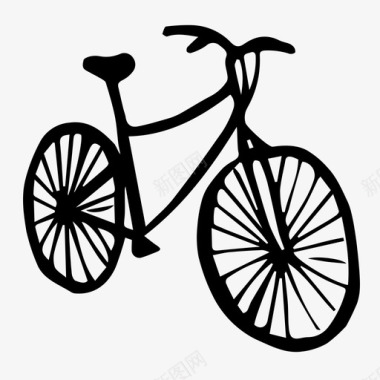 自行车骑自行车素描图标图标