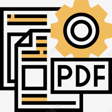 Pdf文件和文档11黄色阴影图标图标