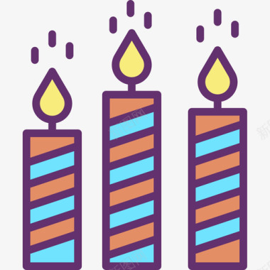 蜡烛聚会和庆祝23线性颜色图标图标