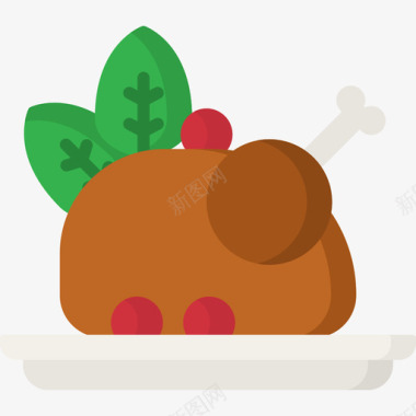 烤鸡圣诞食品3平淡图标图标