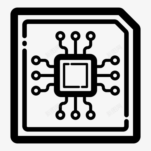 微芯片计算机硬件图标svg_新图网 https://ixintu.com 处理器 技术 硬件 芯片 计算机