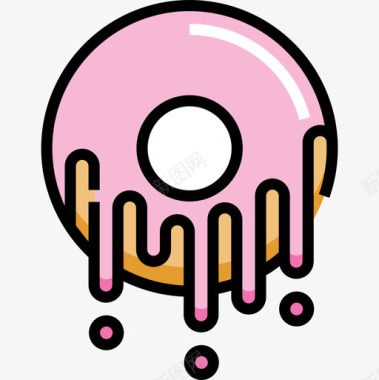 甜甜圈甜糖果线性颜色图标图标