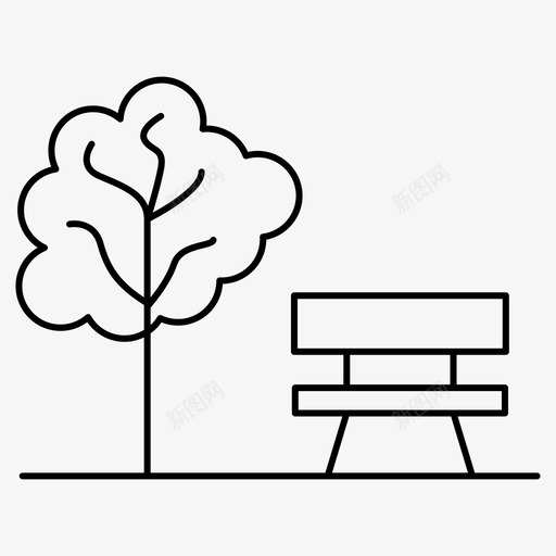 花园长凳绿化图标svg_新图网 https://ixintu.com 公园 图标 娱乐 细线 绿化 自然 花园 长凳