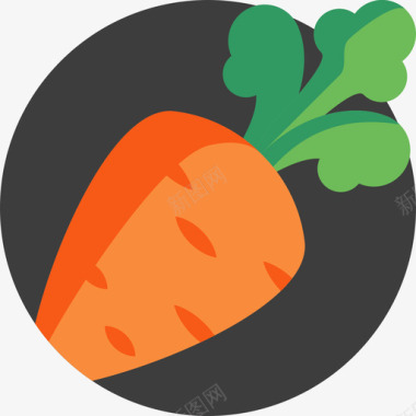 胡萝卜营养8扁平图标图标