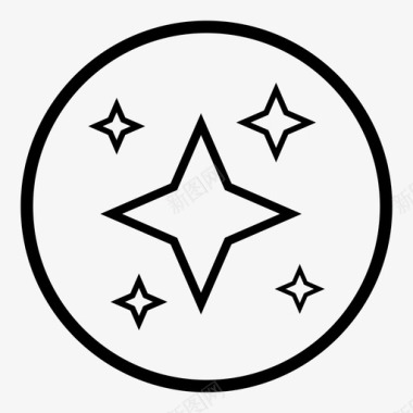 星星圆圈夜晚图标图标
