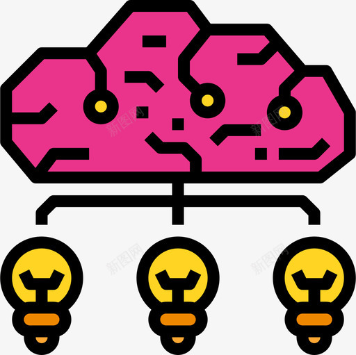 想法大脑概念4线颜色图标svg_新图网 https://ixintu.com 大脑 想法 概念 颜色
