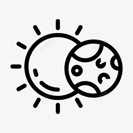 日食天文学月亮图标svg_新图网 https://ixintu.com 天文学 太空 太阳 日食 月亮