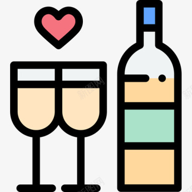 葡萄酒爱好和自由时间7线性颜色图标图标
