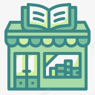 书店商店和商店3双色调图标图标
