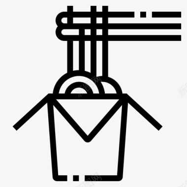 面条盒子筷子图标图标