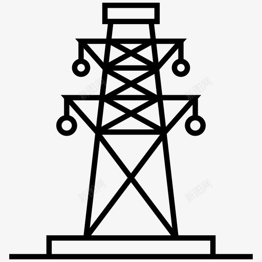 电塔供电电力图标svg_新图网 https://ixintu.com 供电 技术支持 电力 电力线 电塔