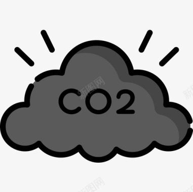 二氧化碳可再生能源2线性颜色图标图标
