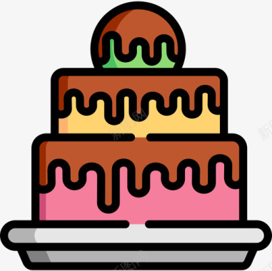 蛋糕糖果店3线性颜色图标图标