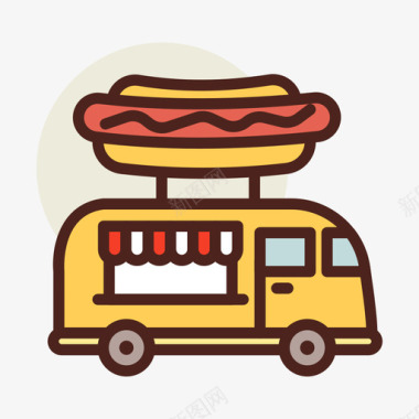 食品车街头食品11线性颜色图标图标