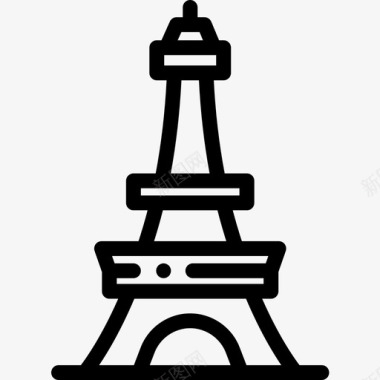 埃菲尔铁塔地标和纪念碑6座线性图标图标