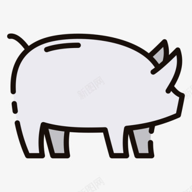 猪39村线性颜色图标图标