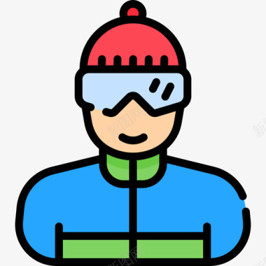 滑雪者北极29线性颜色图标图标