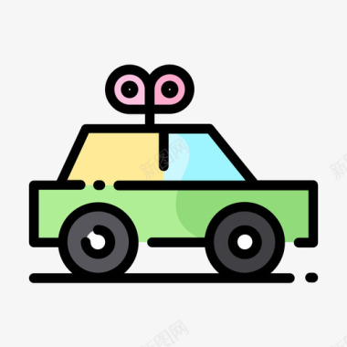 汽车玩具婴儿淋浴30线性颜色图标图标