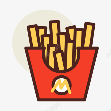 薯条街头食品11原色图标图标