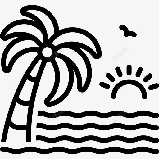 海滩上升岛屿图标svg_新图网 https://ixintu.com 上升 大海 岛屿 棕榈树 海浪 海滩