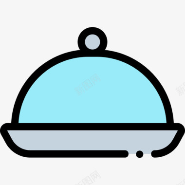 餐盘床和早餐35线性颜色图标图标