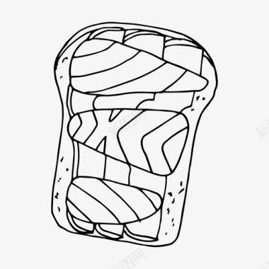 鳄梨吐司面包鱼图标图标