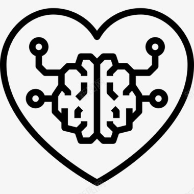 心脏大脑概念线性图标图标