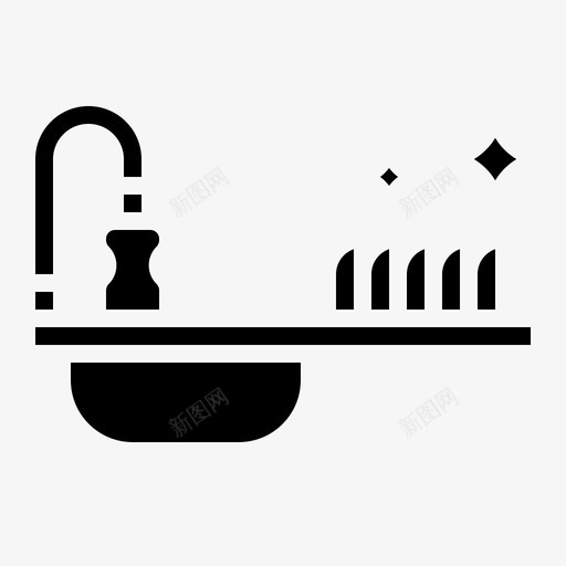 水槽盘子厨房图标svg_新图网 https://ixintu.com 厨房 固体 水槽 洗涤 清洁 盘子