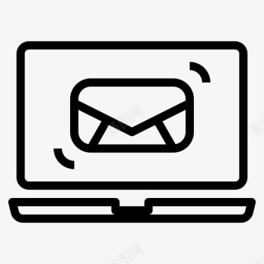 笔记本电脑电子邮件67线性图标图标