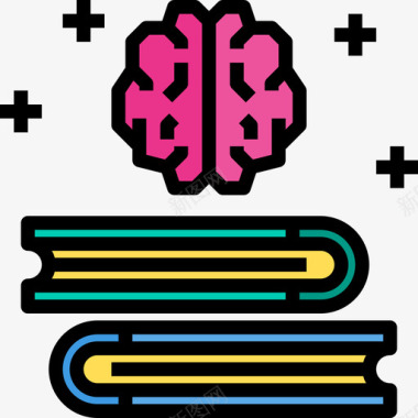 知识大脑概念4线颜色图标图标