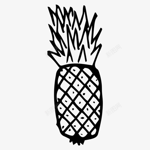 菠萝涂鸦水果图标svg_新图网 https://ixintu.com 水果 涂鸦 素描 菠萝