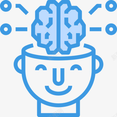 智力大脑概念5蓝色图标图标