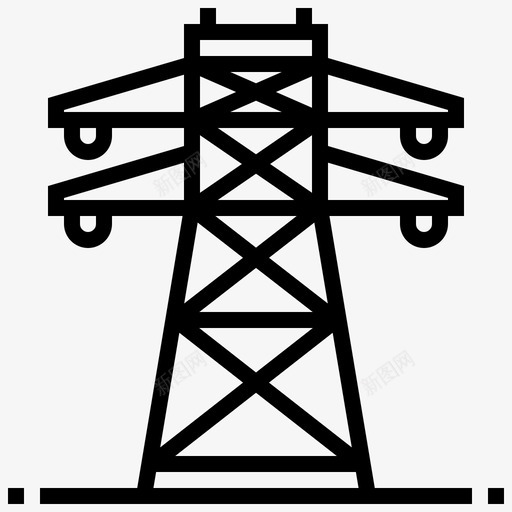 高压电力电杆图标svg_新图网 https://ixintu.com 城市 杆塔 电力 电杆 红线 高压