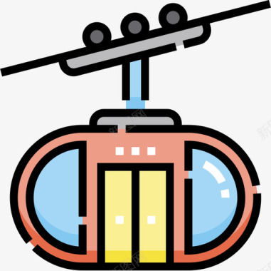 缆车车辆运输5线颜色图标图标