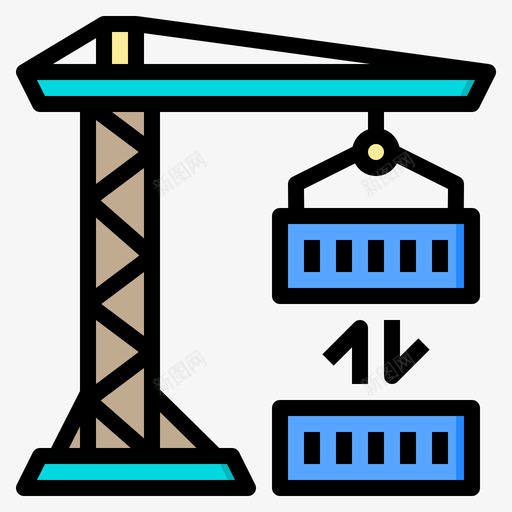 起重机仓库2线性颜色图标svg_新图网 https://ixintu.com 仓库 线性 起重机 颜色