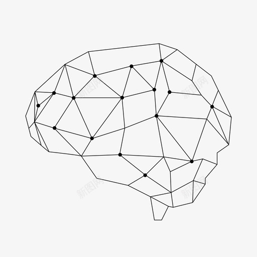 大脑抽象线条图标svg_新图网 https://ixintu.com 多边形 大脑 抽象 线条