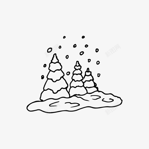 雪圣诞节森林图标svg_新图网 https://ixintu.com 冬天 圣诞节 季节 手绘 森林
