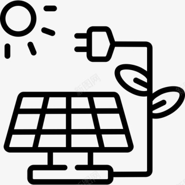 太阳能电池板生态学181线性图标图标