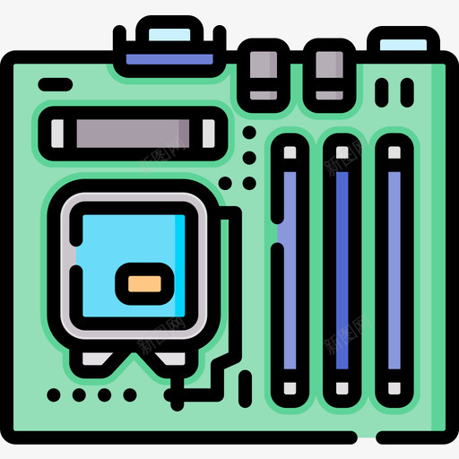 主板计算机64线颜色图标svg_新图网 https://ixintu.com 主板 计算机 颜色