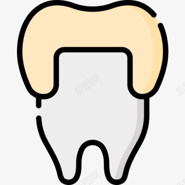 牙冠牙医47线性颜色图标图标