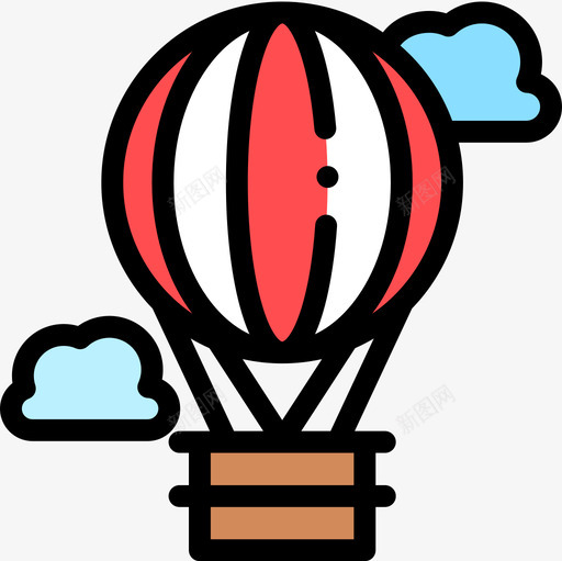 热气球旅行214线性颜色图标svg_新图网 https://ixintu.com 旅行 热气球 线性 颜色