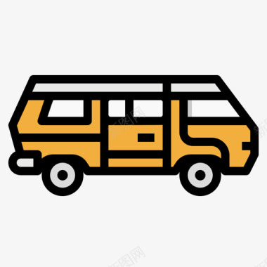 面包车公共交通17线性颜色图标图标