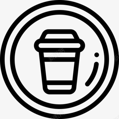 咖啡杯购物中心25直线型图标图标