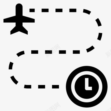 登机时间时钟航班图标图标