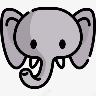 大象野生动物41线形颜色图标图标