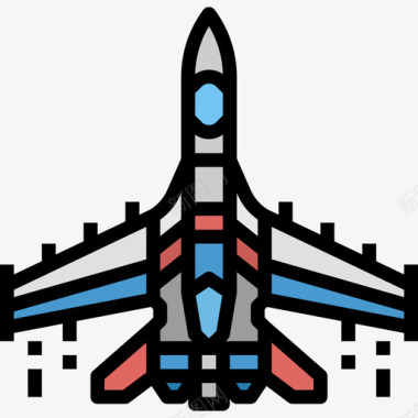 飞机军用32线性颜色图标图标