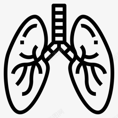 肺人体器官3线状图标图标