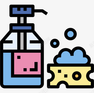 液体肥皂洗衣房23线性颜色图标图标