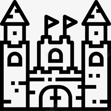城堡建筑44线性图标图标
